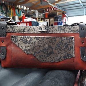 Handmade leather purse with fringe